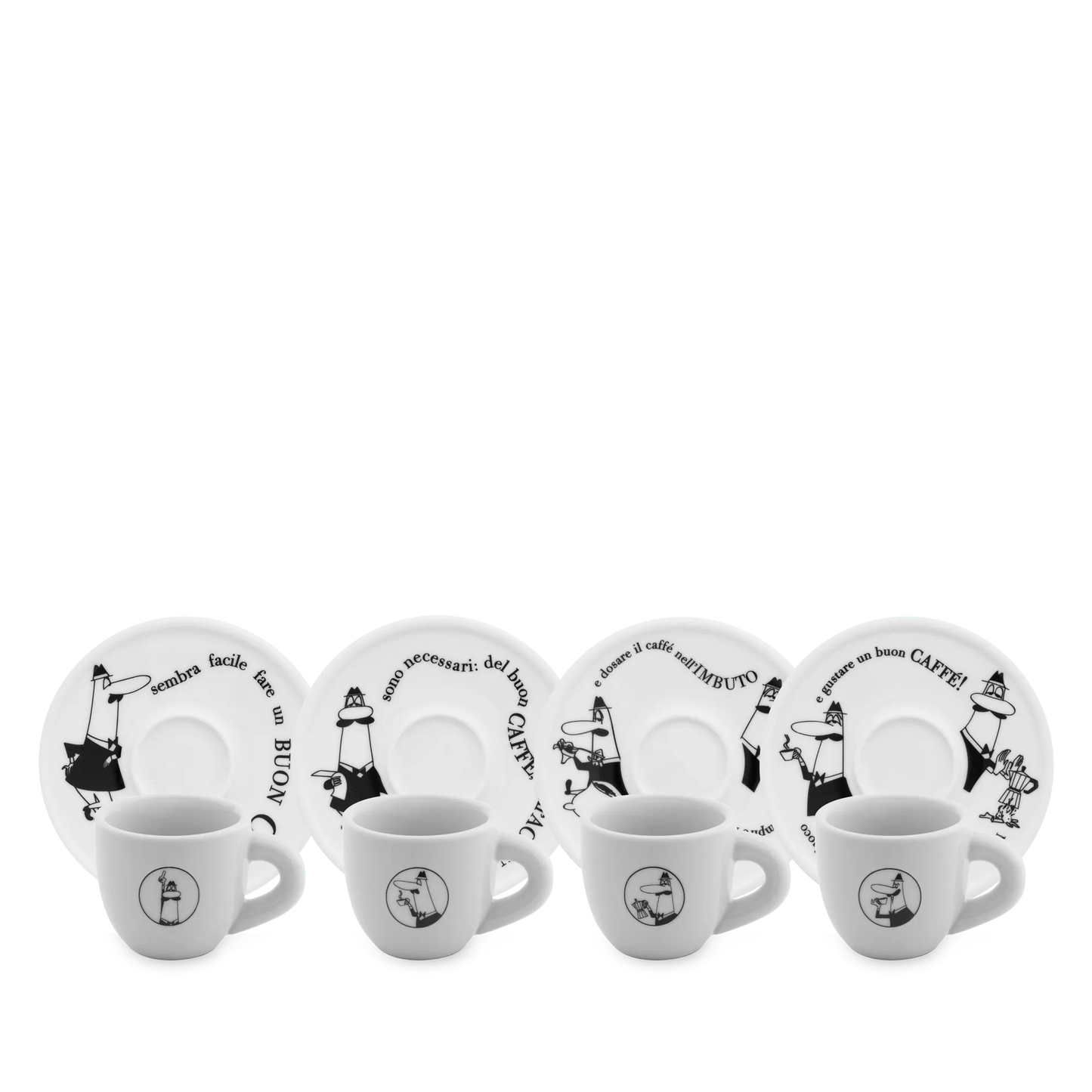 Bialetti koffiekop met schotel Carosello | Set van 4 - Zivē