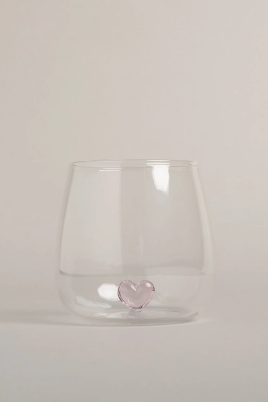 Drinkglas met hartje | Roze | 420ml