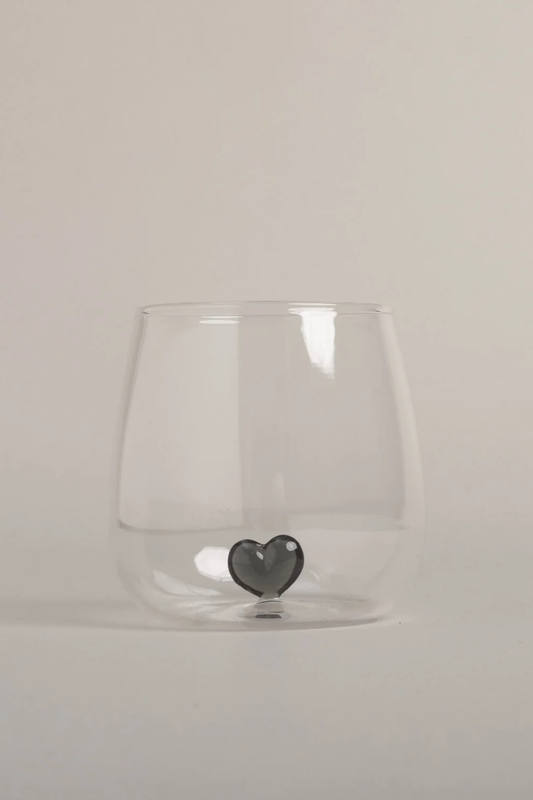 Drinkglas met hartje | Zwart | 420ml