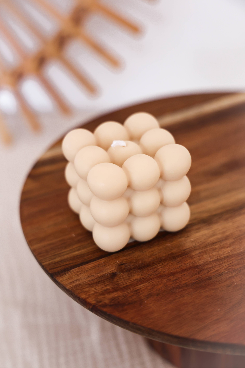 Kubus kaars met bubbels | Blauw of Beige