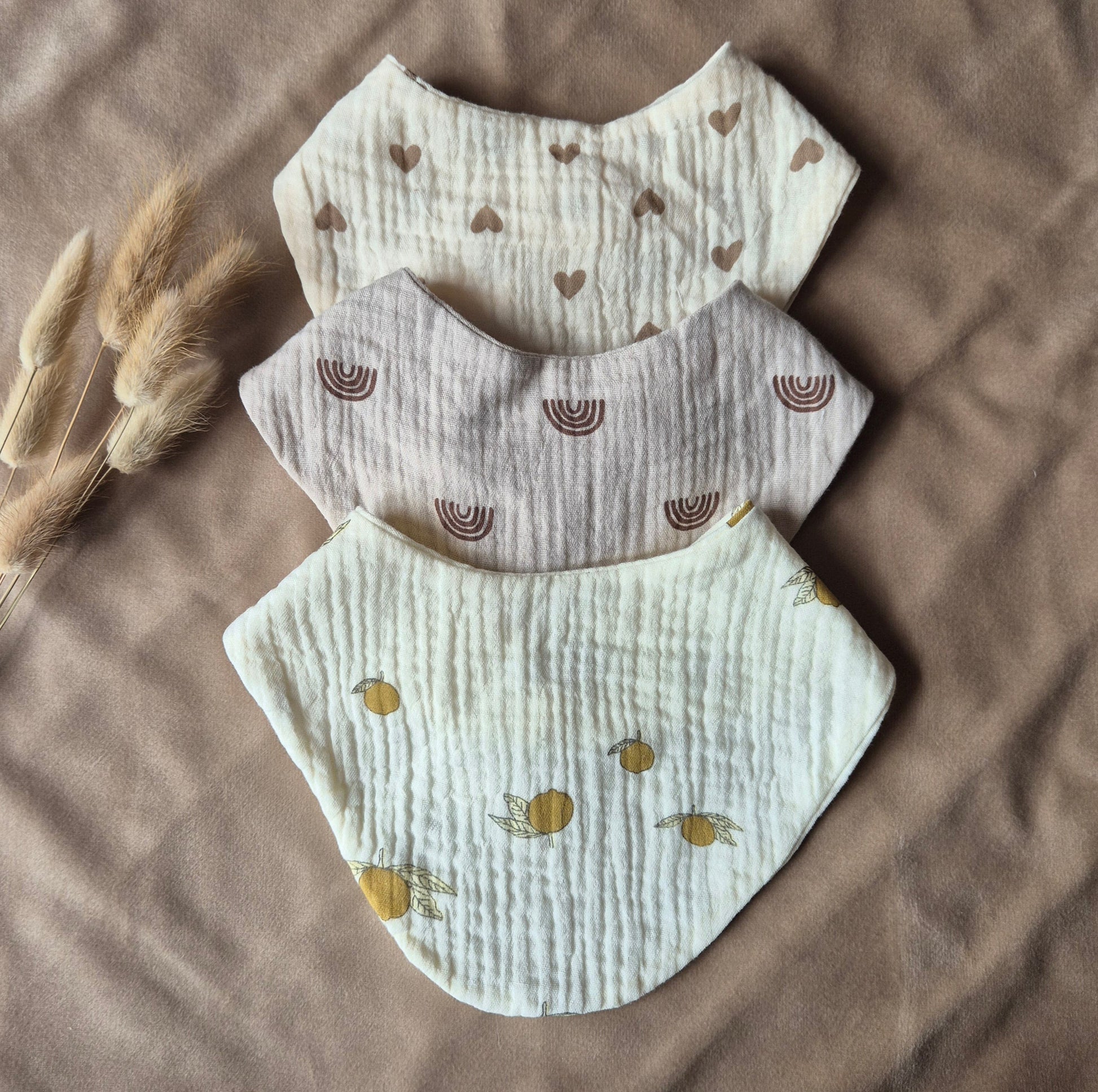 Slabber hydrofiel met drukknoopjes met citroenen print - Zivē