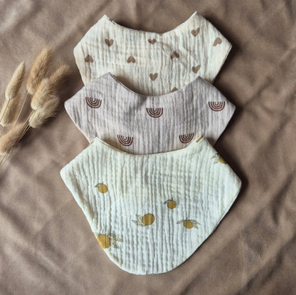 Slabber hydrofiel met drukknoopjes met citroenen print - Zivē