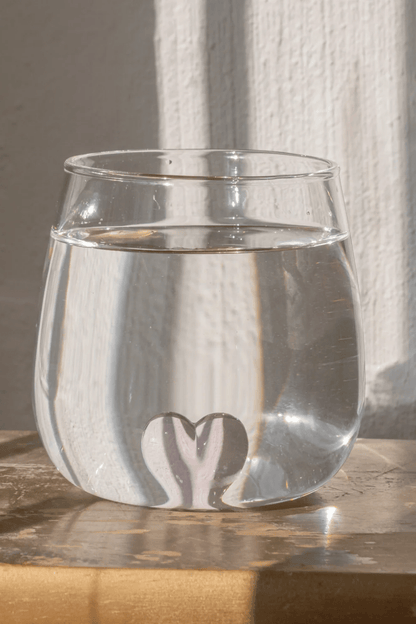 Drinkglas met Roze Hartje - Zivē