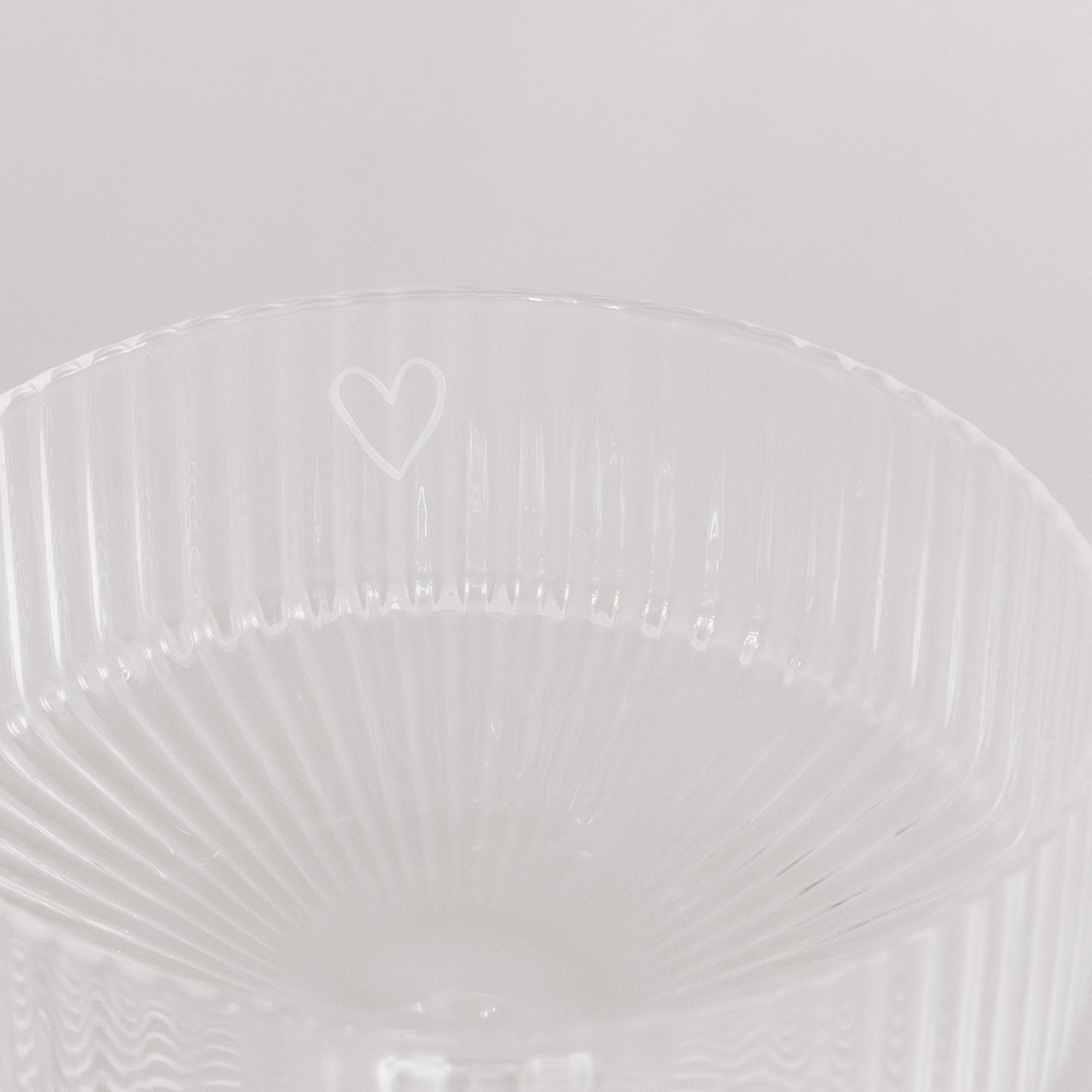 Champagneglas met opdruk hartje