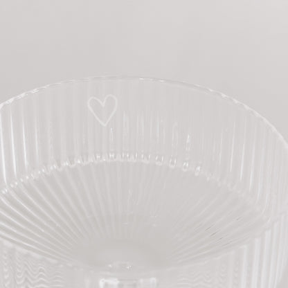 Champagneglas met opdruk hartje