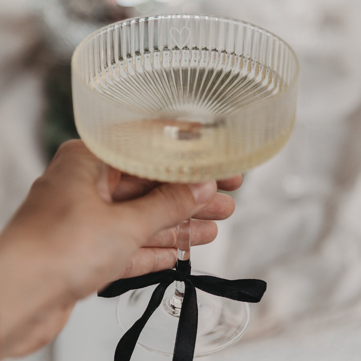 Champagneglas met opdruk hartje