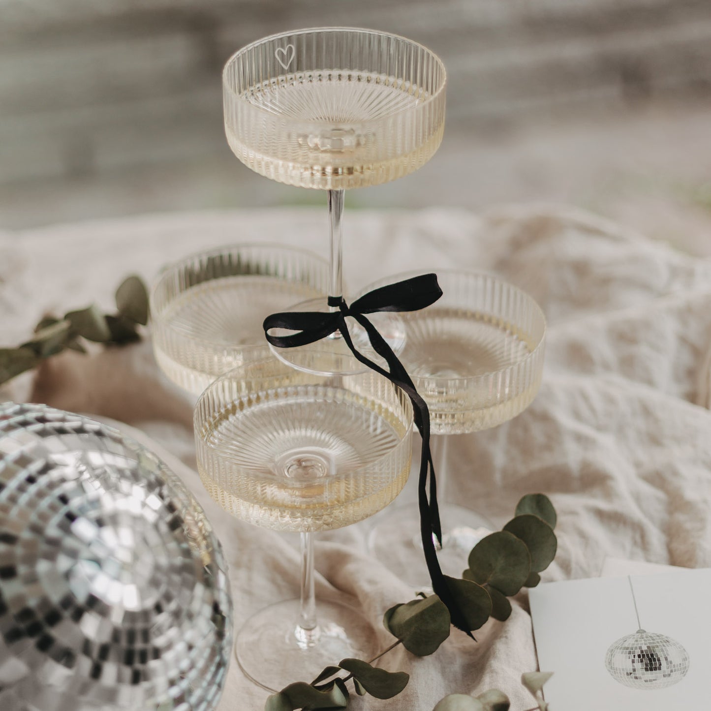 Champagneglas met opdruk hartje